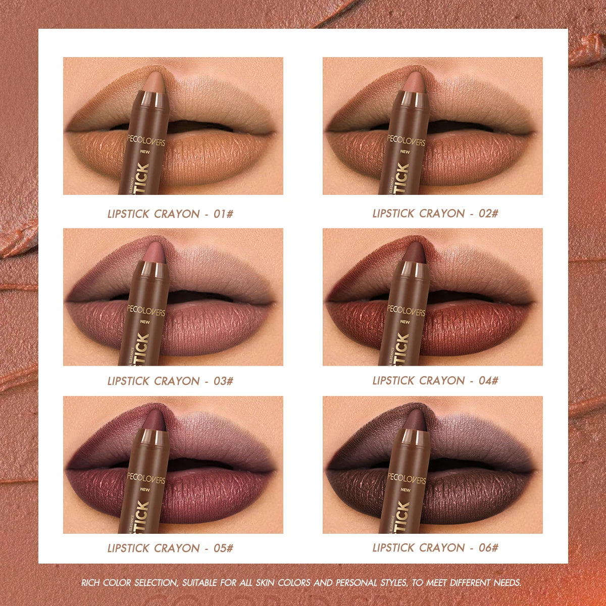 2In1 Matte Lipstick Pencil Waterproof Long Lasting Lip Brown Velvet Qme