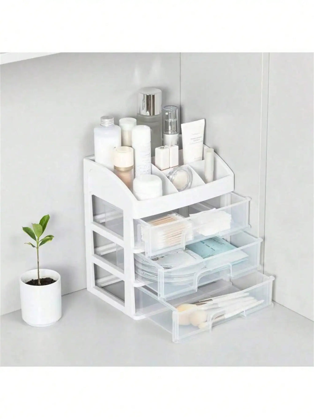 Multifunctional Transparent Plastic Desktop Storage Box Dust-proof Qme