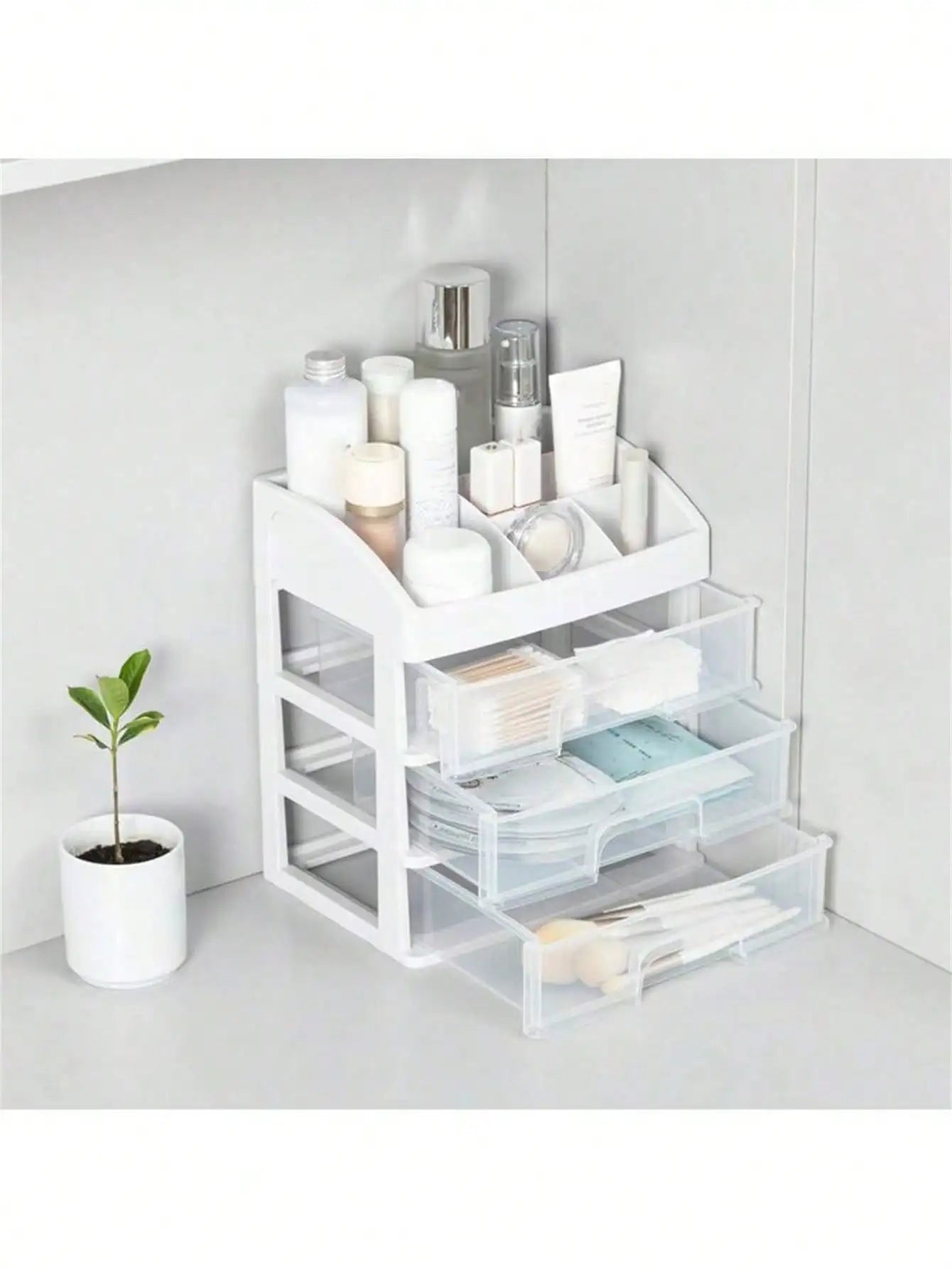 Multifunctional Transparent Plastic Desktop Storage Box Dust-proof Qme