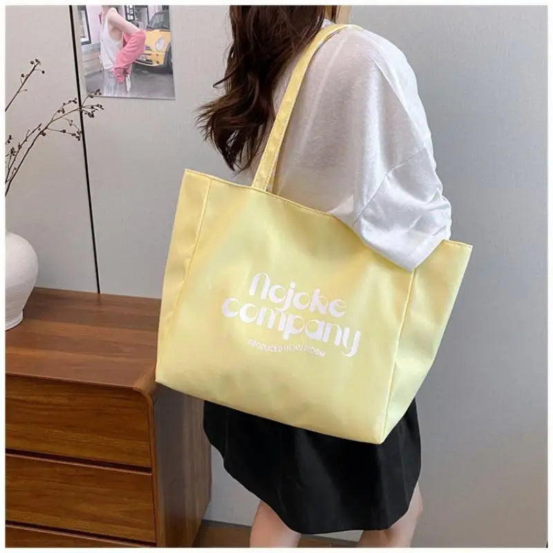 Cute Large Capacity Red Canvas Tote Bag Perfect For Commuting School Shopping Outings Qme