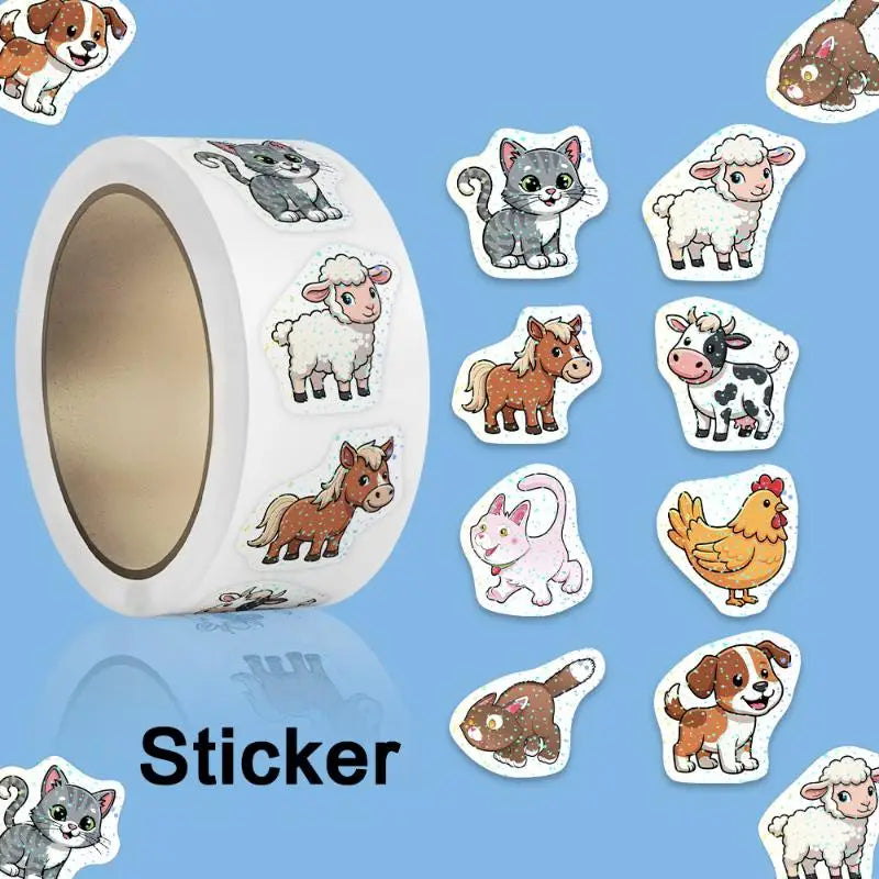 Cute Animal DIY Decals Roll Cartoon Self Adhesive Stickers Kids Qme