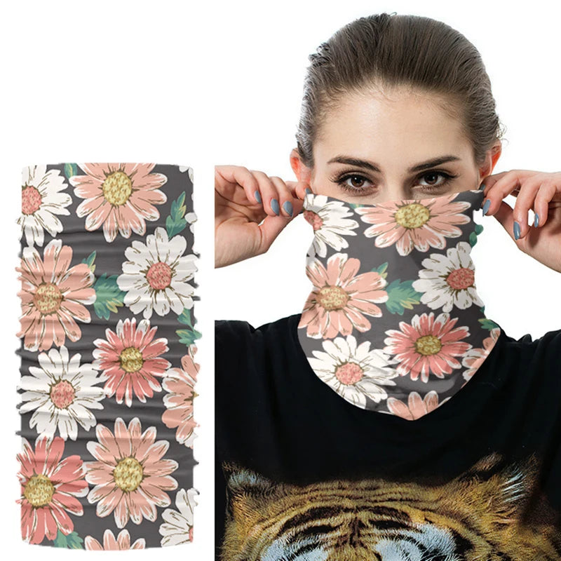 Fashion Daisy Series Headscarf Ladies Outdoor Sweat-wiping Dust-proof Qme
