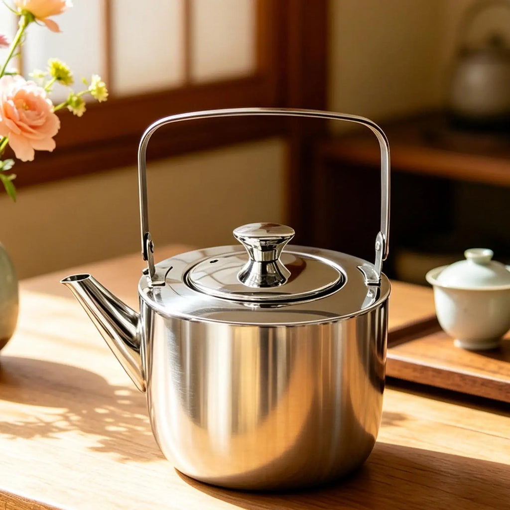Stainless Steel Kettle Brewing Metal Teapot Handle Infuser Travel Qme