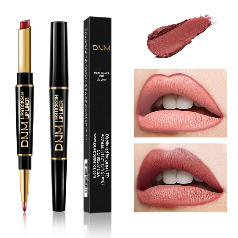12 Colors 2 In1 Long-lasting Lip Liner Matte Lipsticks Portable Lip Pencil Waterproof Moisturizing Lip Makeup Contour Cosmetics Qme