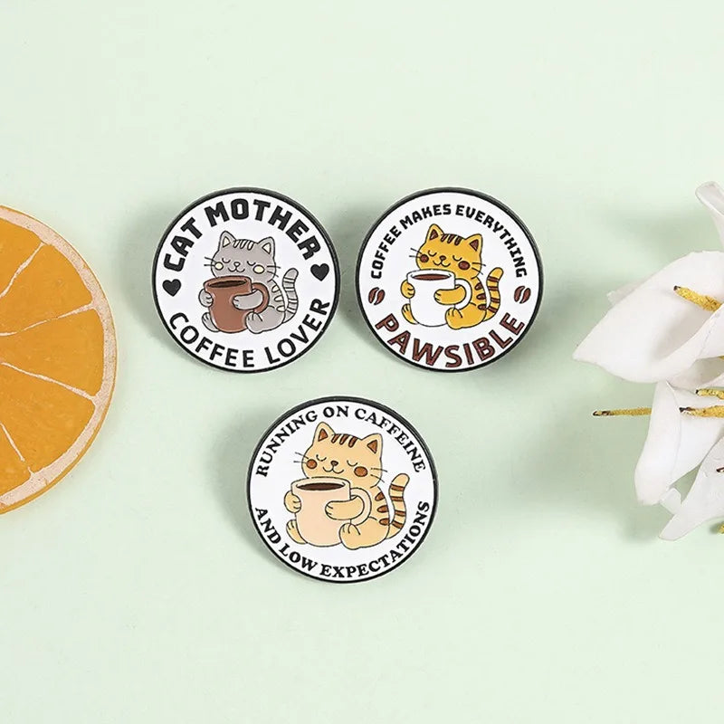 Cartoon Tabby Orange Cat Metal Enamel Pins Lovely Pet Lapel Pin Kitten Brooch Ornament for Coat Backpack Hat Daily Decor Gift Qme