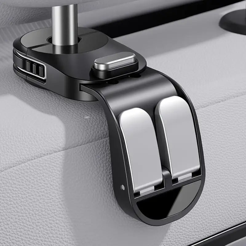 Heavy Duty Universal Car Seat Headrest Hooks ABS Spring Auto-rebound Qme Black