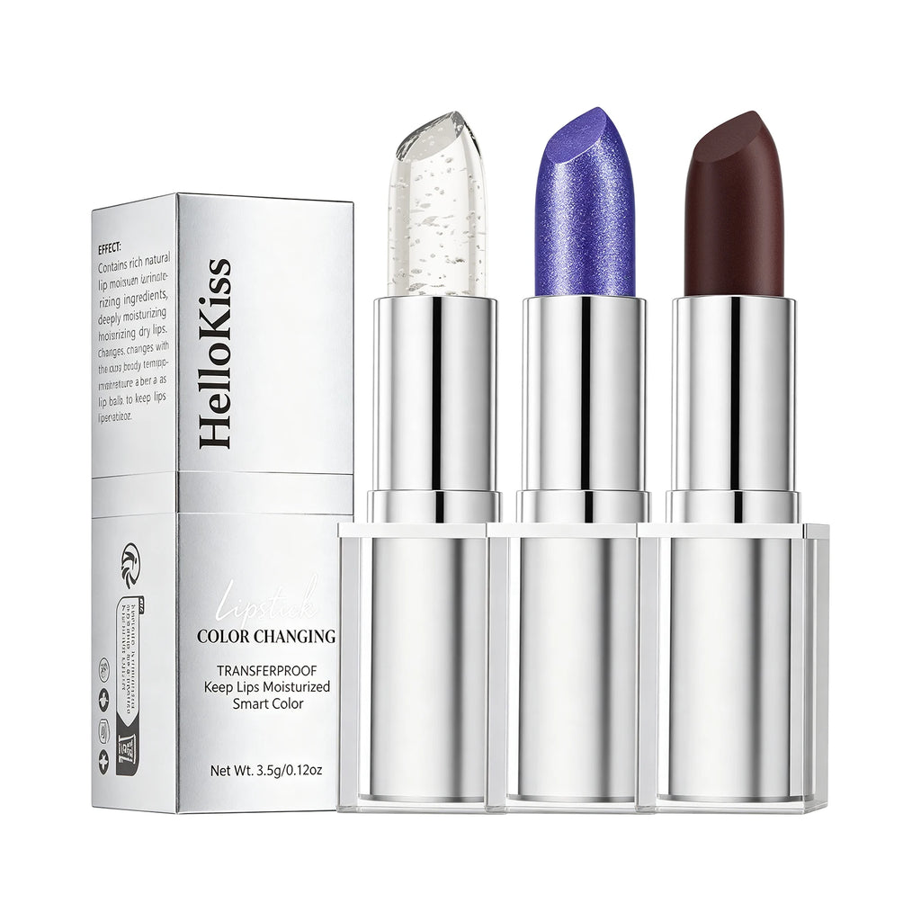 Temp Color Change Pearl Lipstick Metal Crystal Jelly Lip Balm Waterproof No Stick Cup Diamond Shimmer Lip Makeup Qme