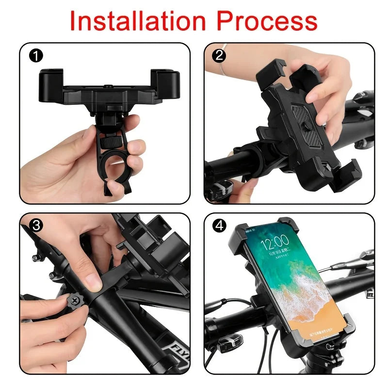 Bike Phone Mount Universal Bicycle Motorcycle Handlebar Phone Mount Holder For 4.8-6.8 Inch Cell Phone Qme