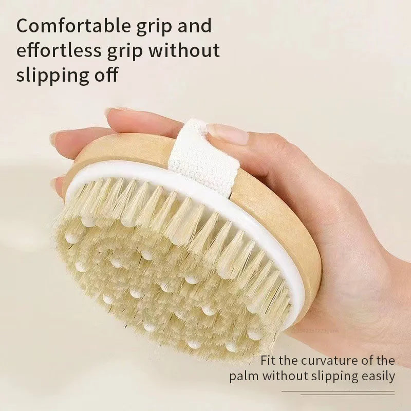 1 Dry Skin Body Massage Brush Natural Bristle Dead Remover Anti Qme