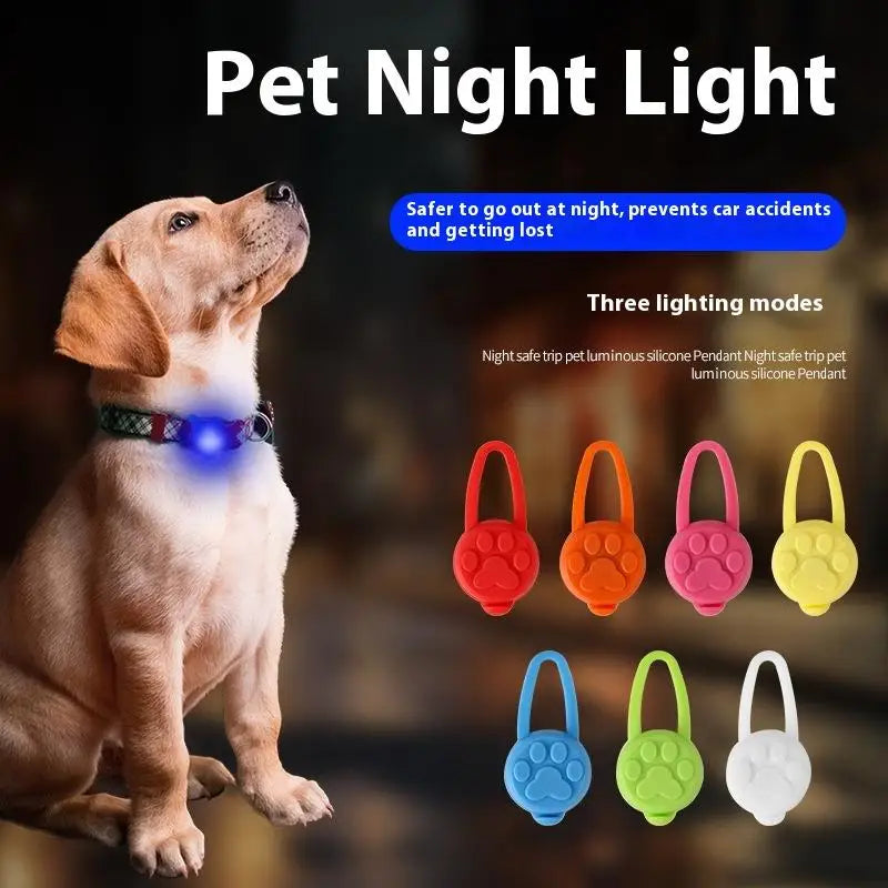 Silicone Pet Cat Dog Night LED Flashlight Luminous Pendant Prevent Qme