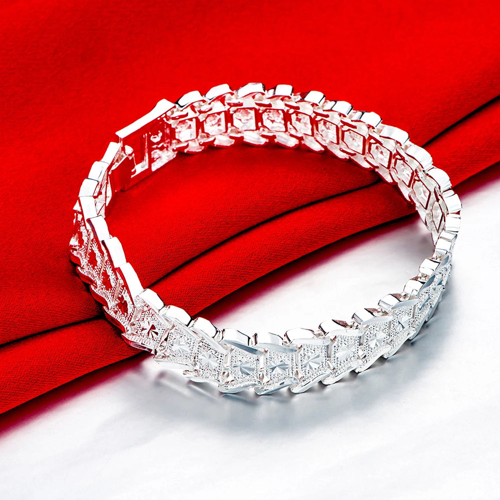 Noble 925 sterling silver /18K gold color Bracelets for men classic noble chain fashion Wedding party Christmas gifts Jewelry Qme