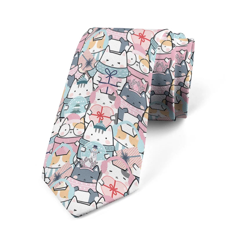 Funny Cartoon Small Animal Print Men's Tie Fashion Slim High-quality Qme style3