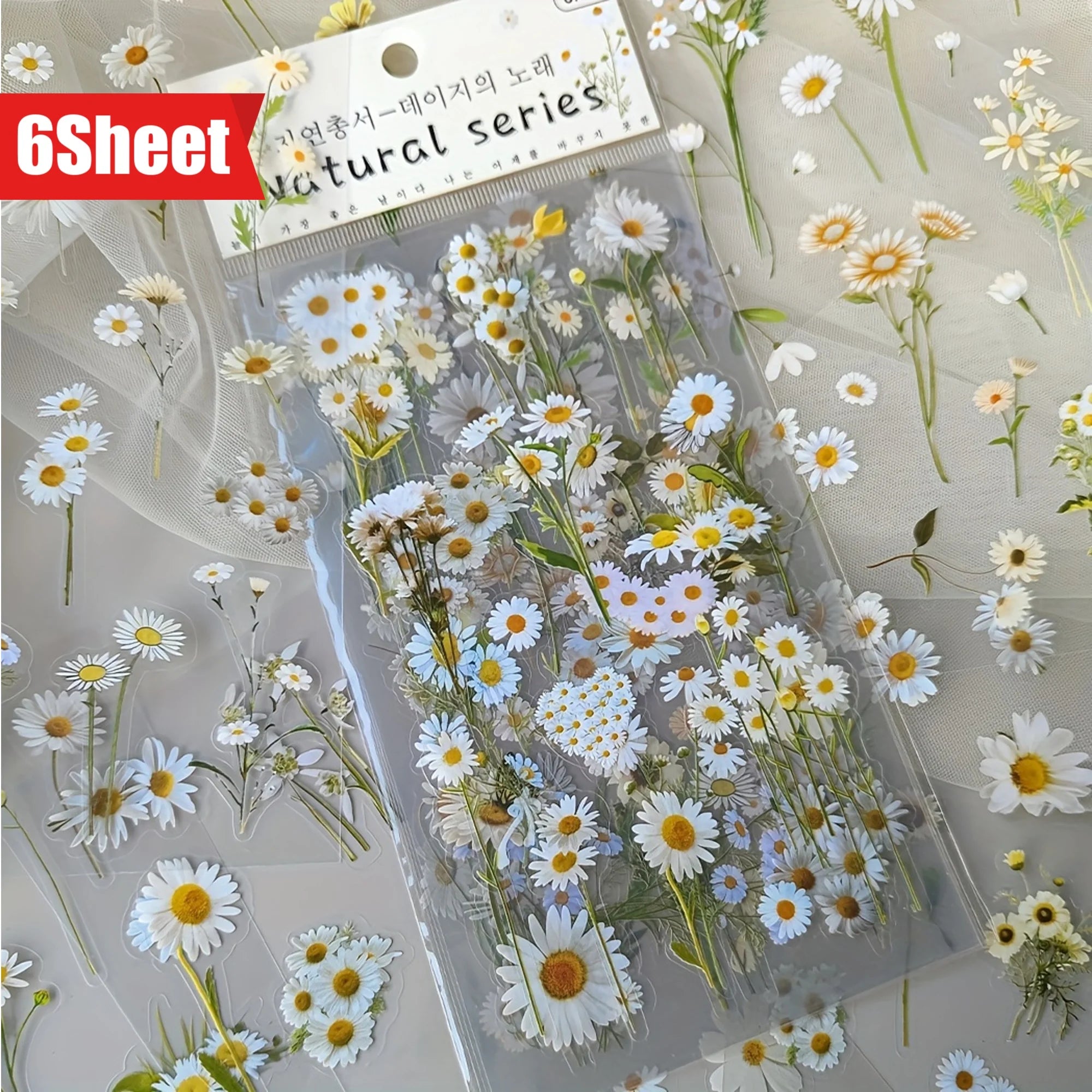 6 pcs/pack PET Plants Flowers Stickers DIY Scrapbooking Planner Decoration Collage Diary Supplies Aesthetics Stationery Sticker Qme H8