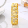 Retro alloy set temperament women's bracelet watch square bar nail full diamond quartz women's watch steel strip Qme Gold
