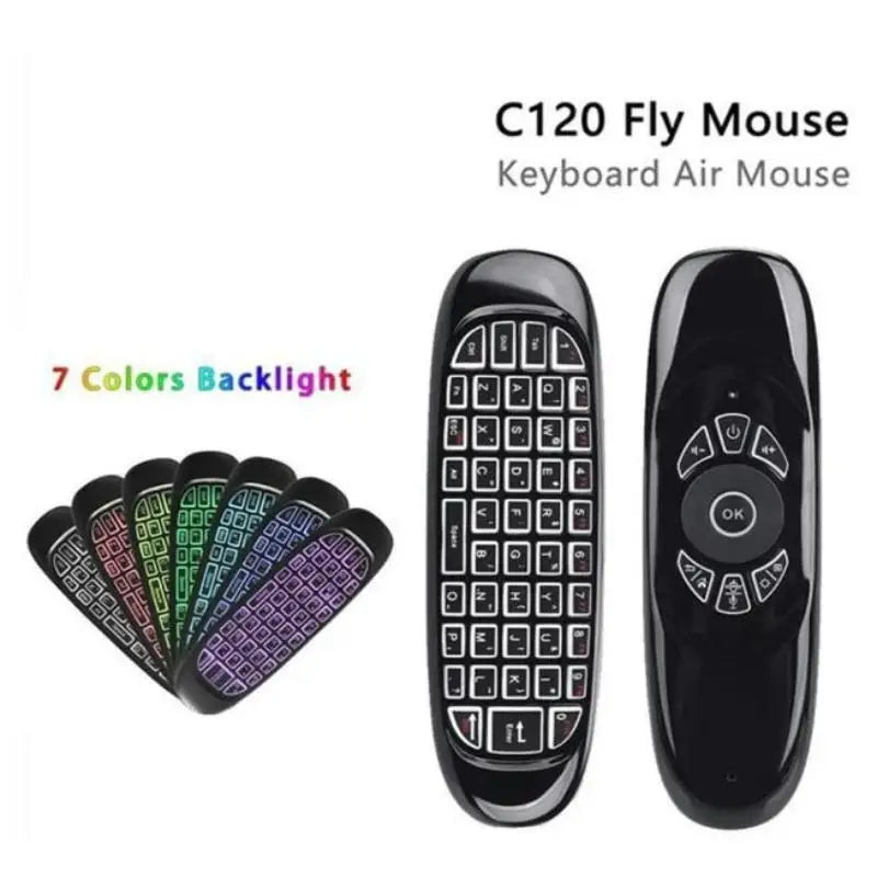 C120 RGB Backlight Fly Air Mouse Gyro Sensor Wireless RF Keyboard Qme