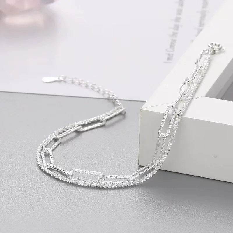 New Luxury 925 Sterling Silver Elegant chain Starry Sky Bracelet for Women Fashion Jewelry Wedding Valentine's Day Gifts Qme