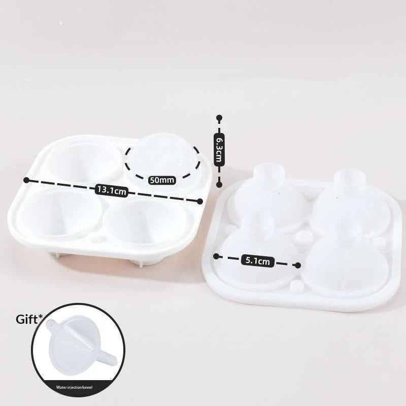 4-Hole Large Silicone Trays Big Round Sphere Ice Shape Cube Mold Tray Qme A4