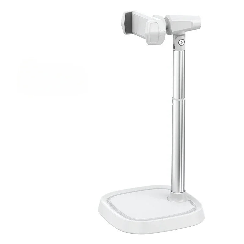 Scalable Mobile Phone Holder, Telescopic Desktop Stands, Lazy Phone Stand for Recording Video Live, Phone Grip, Aluminum Alloy Qme white