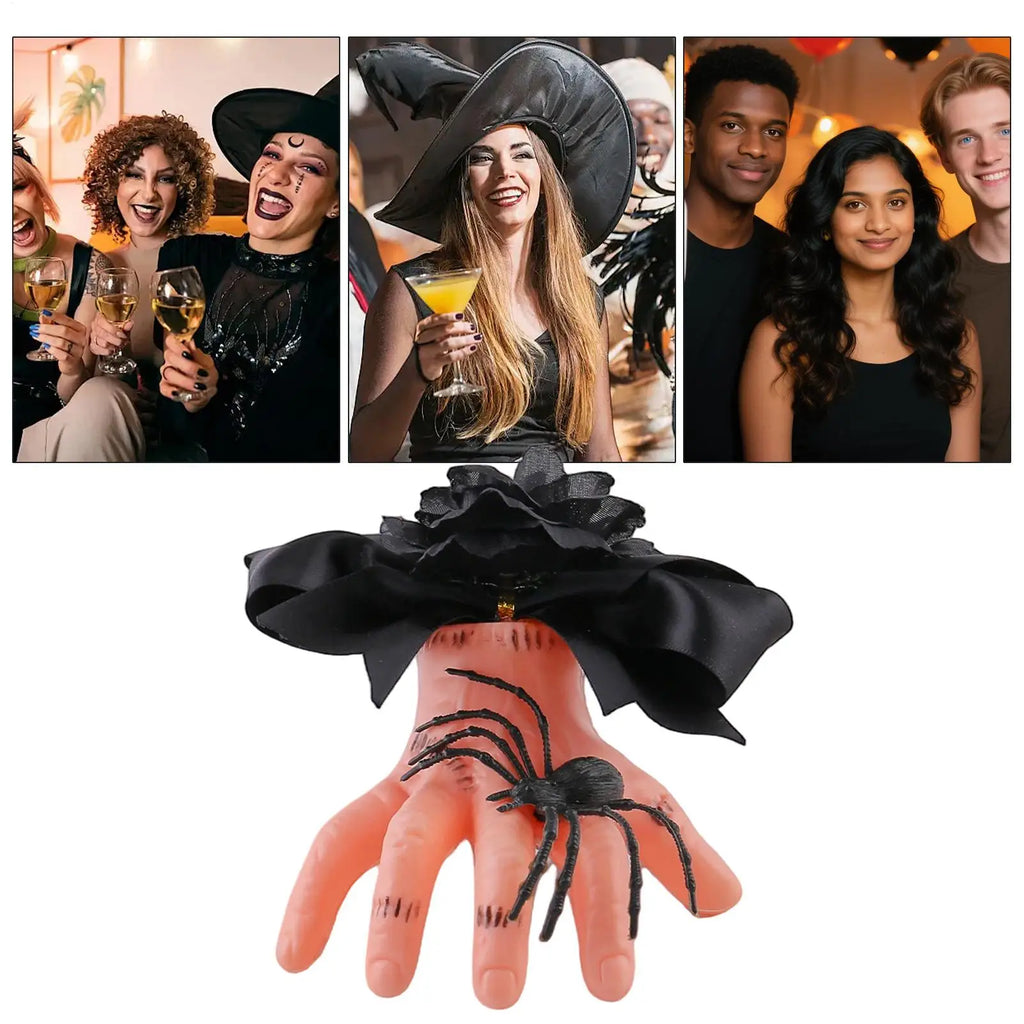 Gothic Hair Clips Spooky Realistic Severed Hand Hairpin Novelty Bow Qme