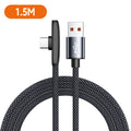 90 Degree 100W Right Angle USB C Fast Charging Cable Type C Charger Cord for iPhone Samsung Xiaomi Phones Braided Nylon Cables Qme Black 1.5m