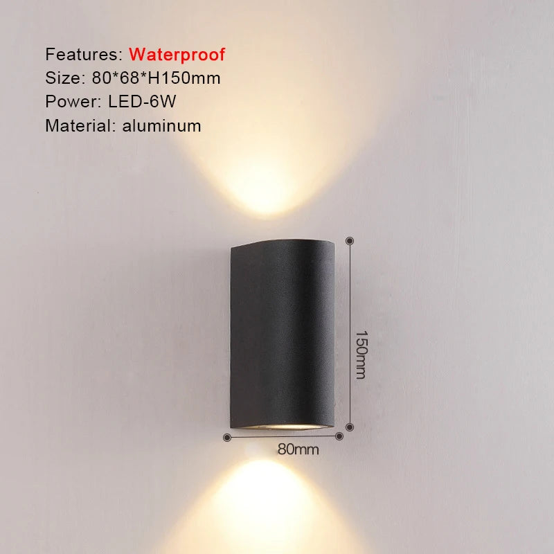 TRAZOS Round Square Modern Wall Lights Garden Porch Ip65 Waterproof Up Down Lighting Outdoor Led Bedroom Lamp Wall Decor Qme 1009 Warm White (2700-3500K)