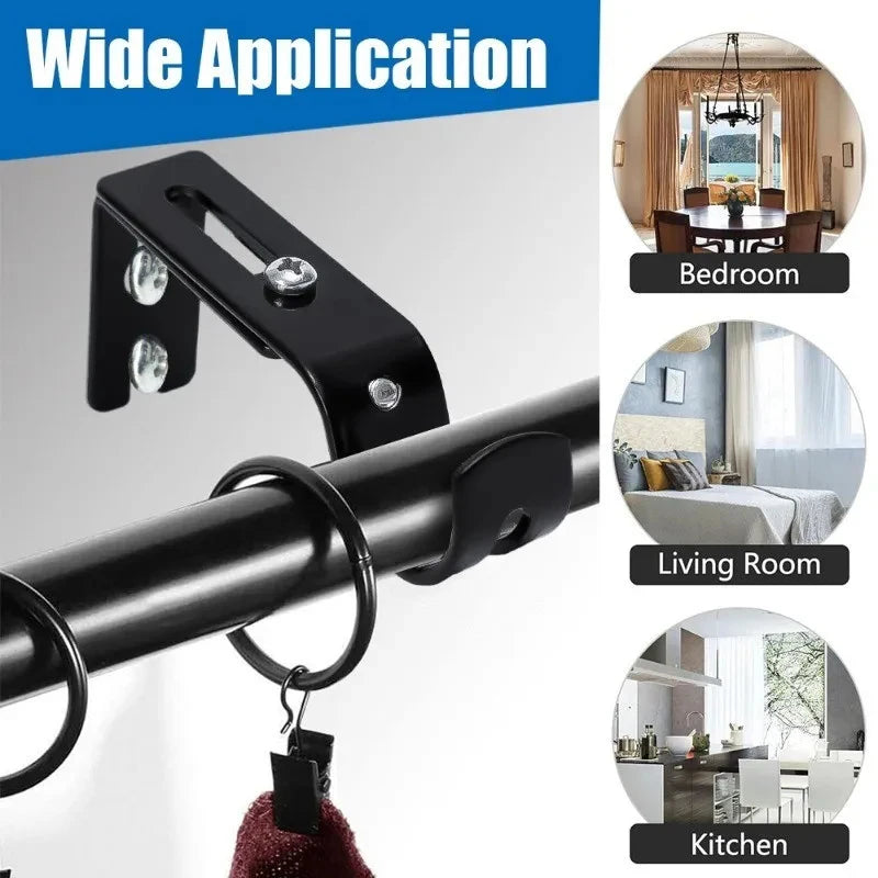 Wall-mounted Curtain Rod Support Extendable Metal Roman Pole Bracket Qme