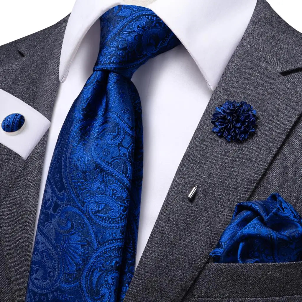 25 Colors Neck Ties Men Luxury Wide Silk Wedding Tie Pocket Square Qme N-1435-XH-0060