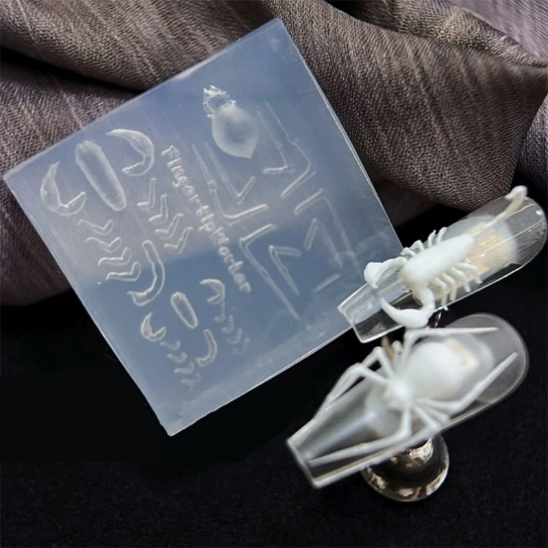 3D Spider Scorpion Silicone DIY Dark Punk Soft Stamping Plates Qme