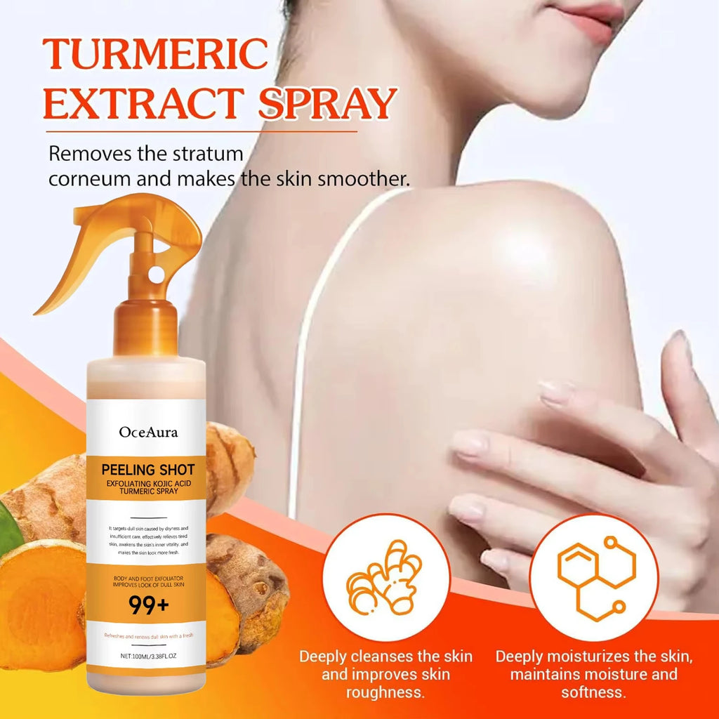 Body Keratin Care Kojic Acid Turmeric Spray Gently Exfoliating Peeling Solution Brightening Hydrating Skin Care All Skin Types Qme