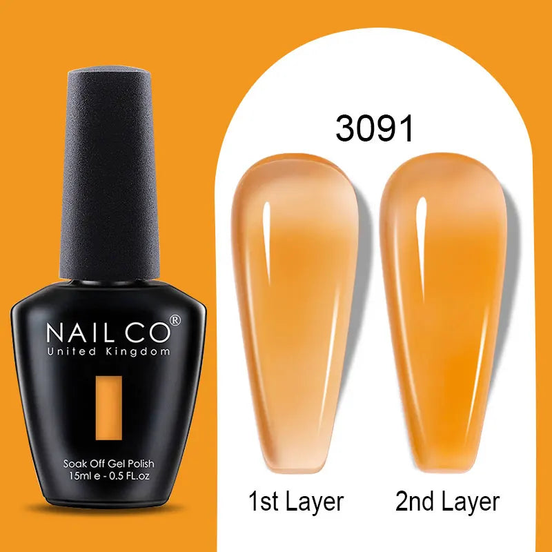 NAILCO Rubber Base Gel Polish Milky Pink Jelly White Beige 6Colors Qme