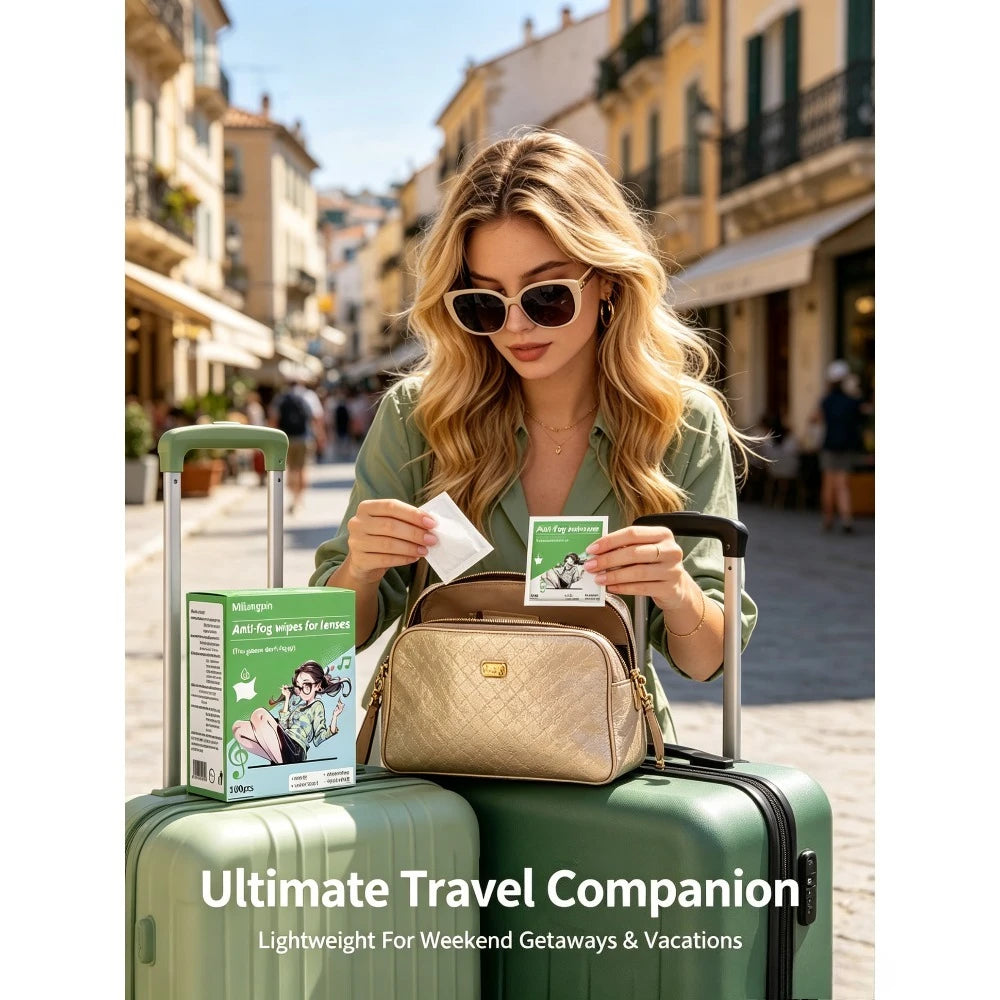 Portable anti-fog lens wipes: clear vision for cycling and travel, long-lasting anti-fog without blurring, streak-free wiping. Qme
