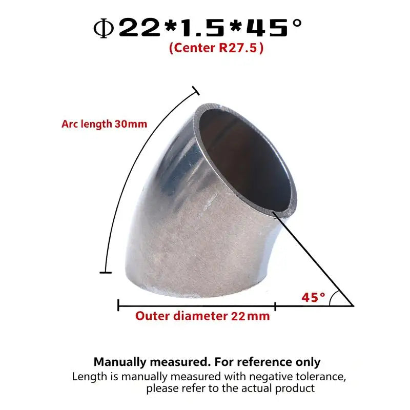 Sanitary Food Grade 45 Degree Weld Elbow 304 Stainless Steel, Polished Butt Weld Pipe Fitting 16-80mm OD Press Fitting Qme A4