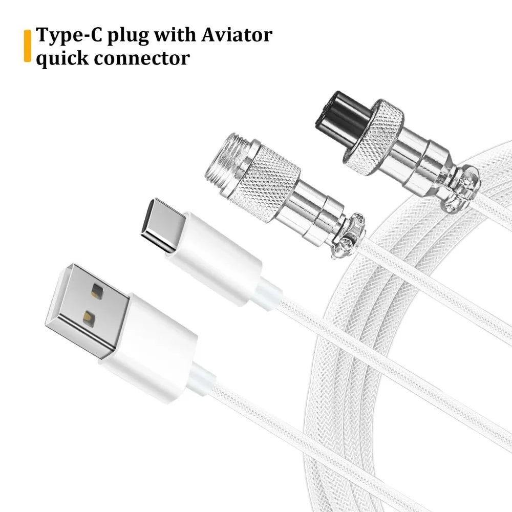 USB Type C Mechanical Keyboard Coiled Cable Hardware Linker USB Mechanical Keyboard Spring Cable Spiral Gaming Usb Keyboard Cord Qme