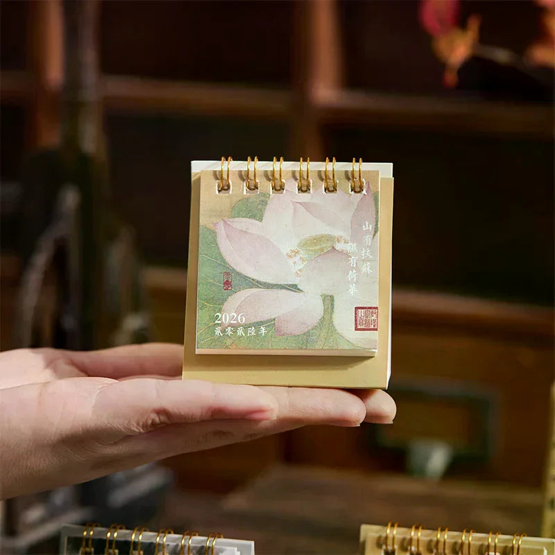 2026 Mini Simple Calendar Small Desk Creative Coil Planner Desktop Qme