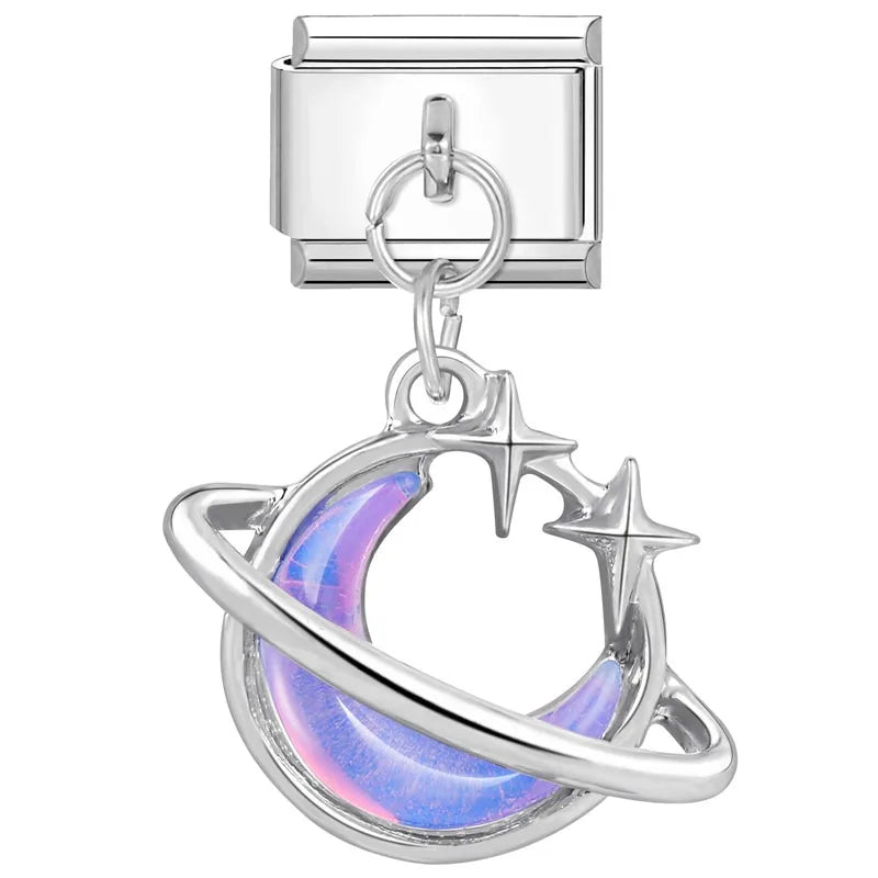 Colored Glaze Star Sun Starfish Ocean Italian Charm Stainless Steel