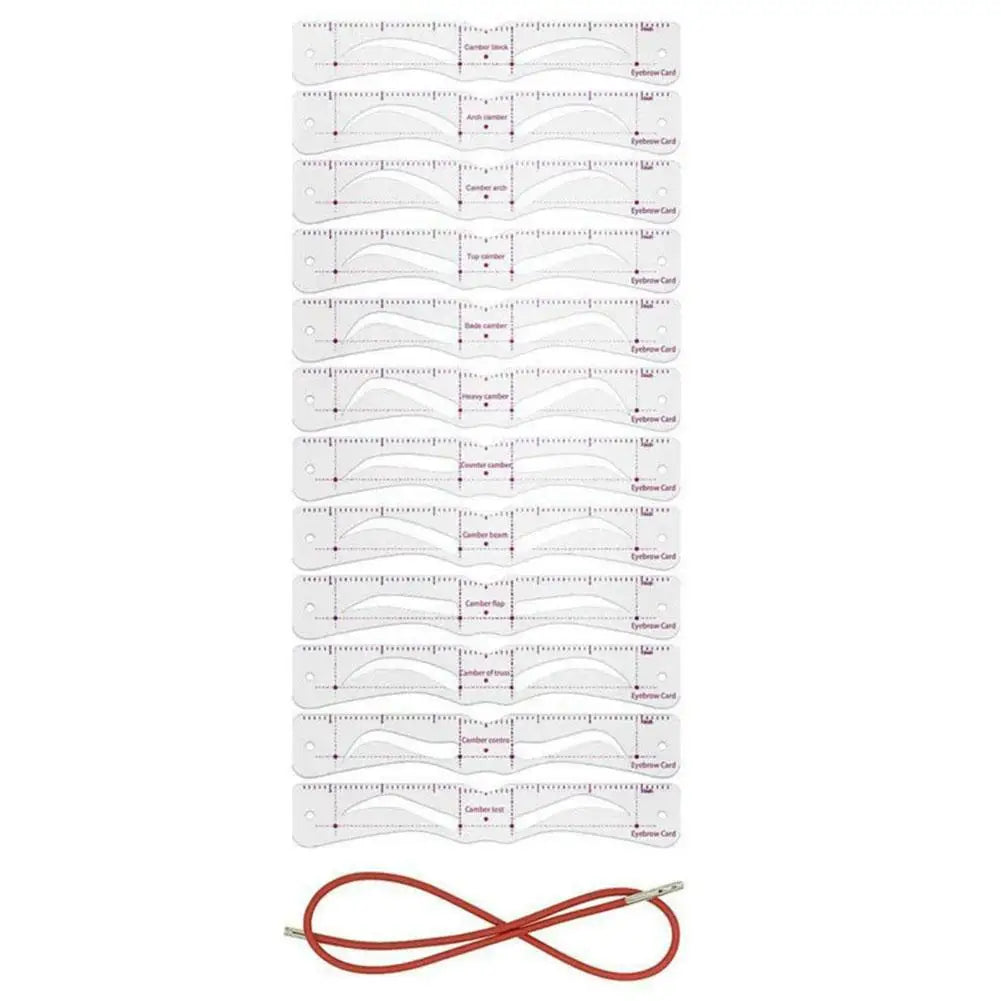 12Pcs Eyebrow Stencil Set Soft PVC Eyebrow Drawing Template Cards with Eyebrow Stickers for Perfect Brows Design Qme 12PCS CN