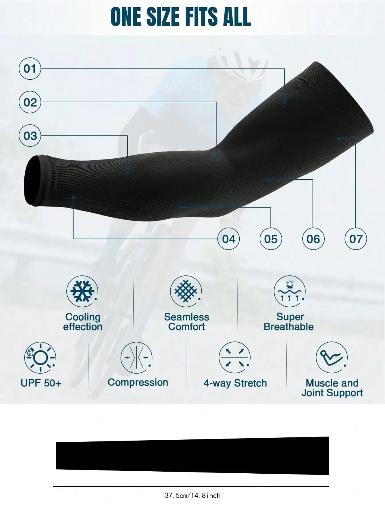 2 Sun Protection Breathable Sleeves Exposed Fingers Anti Shedding Qme