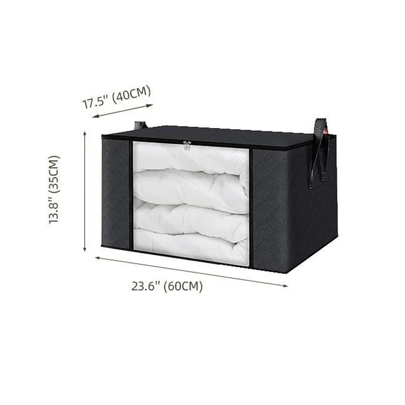 Large Capacity Viewing Window Quilt Storage Bag Household Dustproof Bedding Storage Box Clothing Sorting Bag Moving Organizing Qme Black 1pcs