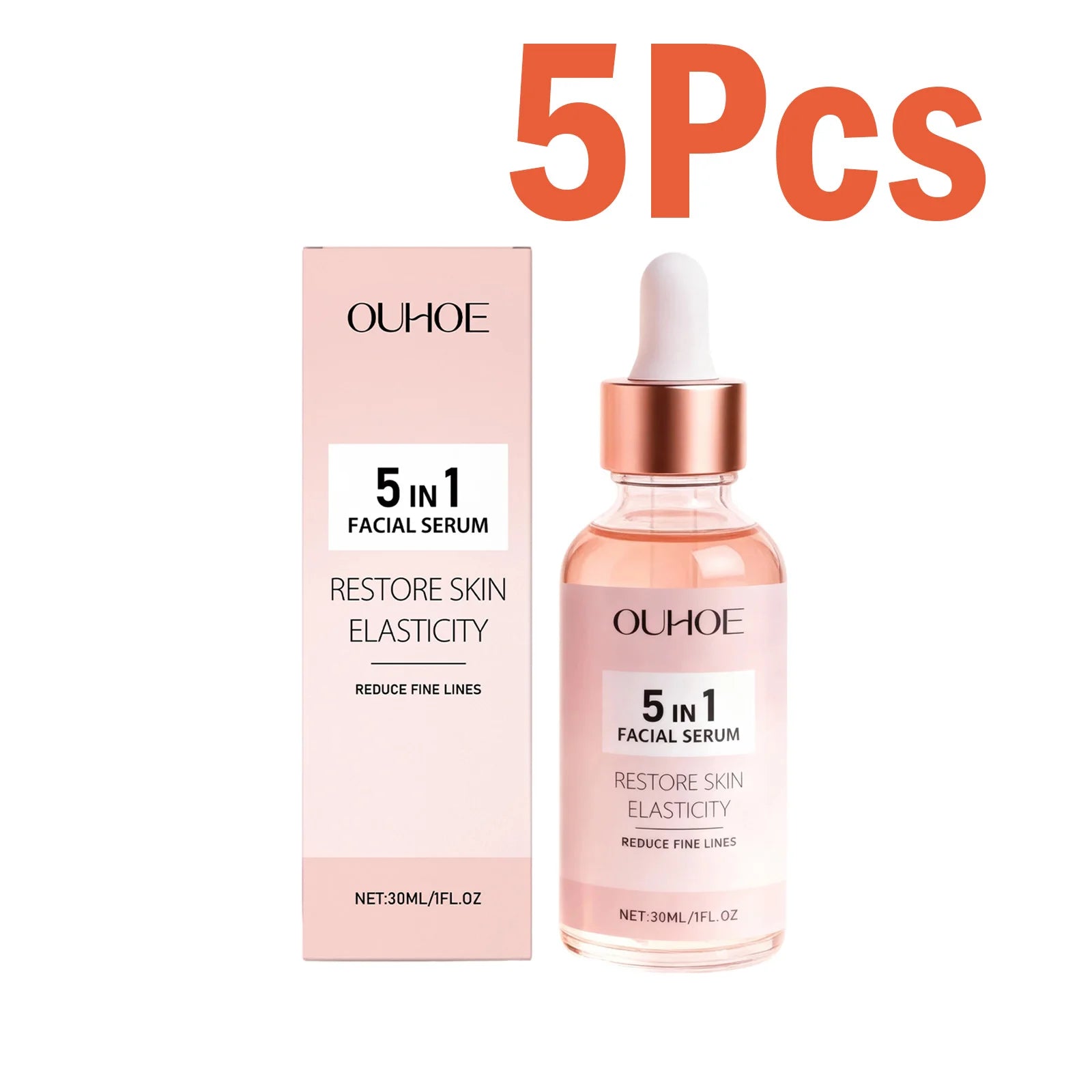 5 IN 1 Face Serum Vitamin C Niacinamide Facial Serum Brightening Anti-Aging Dark Spot Corrector Hyaluronic Acid Hydrating Serum Qme 5 x 30ml Boxed