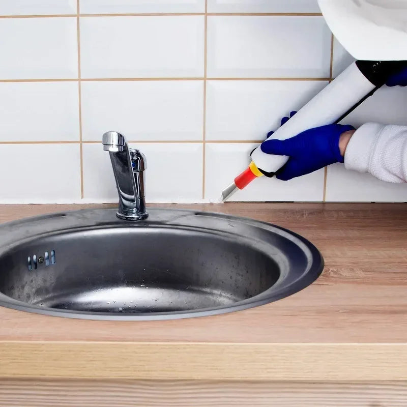 Stainless Steel Glue Gun Caulk Nozzle Applicator Suit with Base for Bathroom Kitchen Doors and Windows Gap Sealing Spray Nozzle Qme