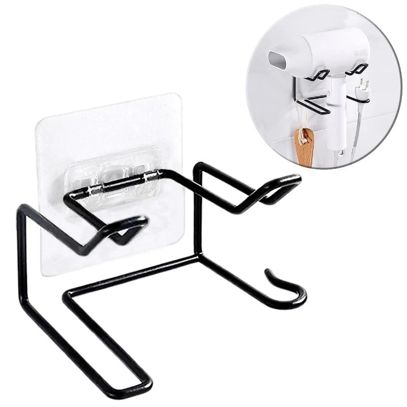 Self Adhesive Wall Mount Hair Dryer Holder Waterproof Rack Dyson Most Qme Black
