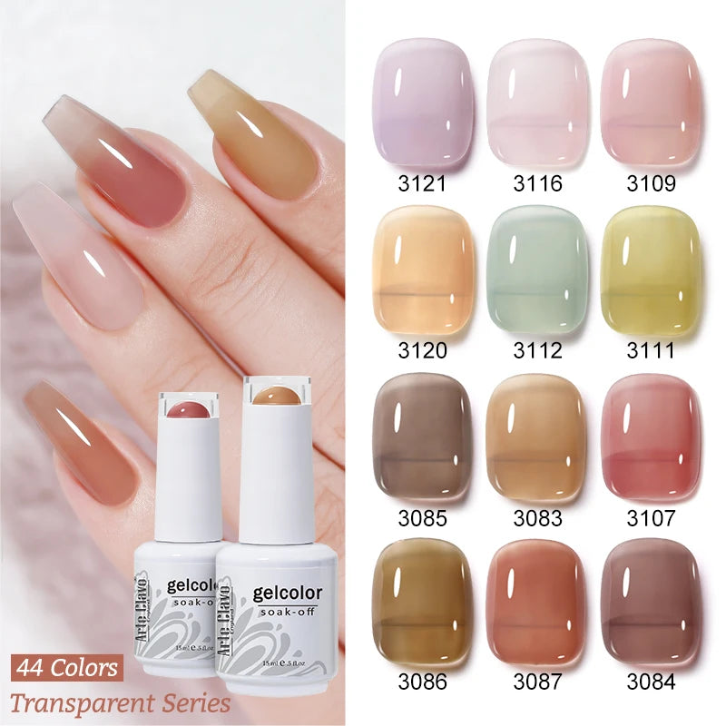Arte Clavo Jelly Gel Polish Semi-transparent Pink Nude Clear DIY Nail Qme