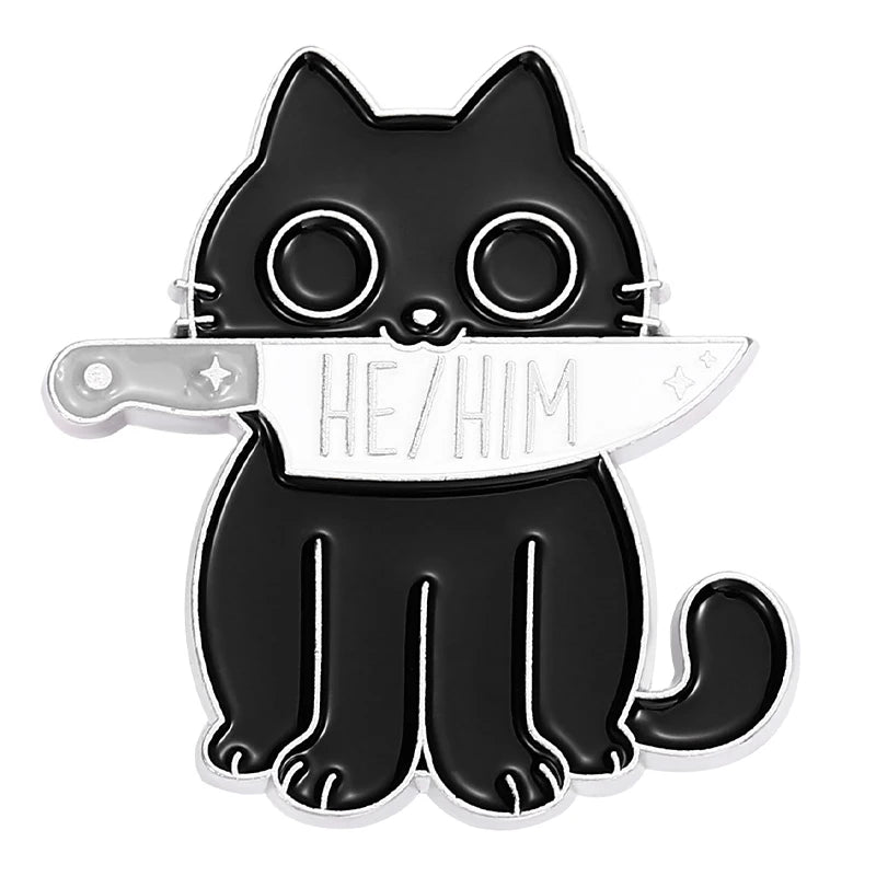 My Pronouns Enamel Pins Cats Butterfly He Him She Her They Them