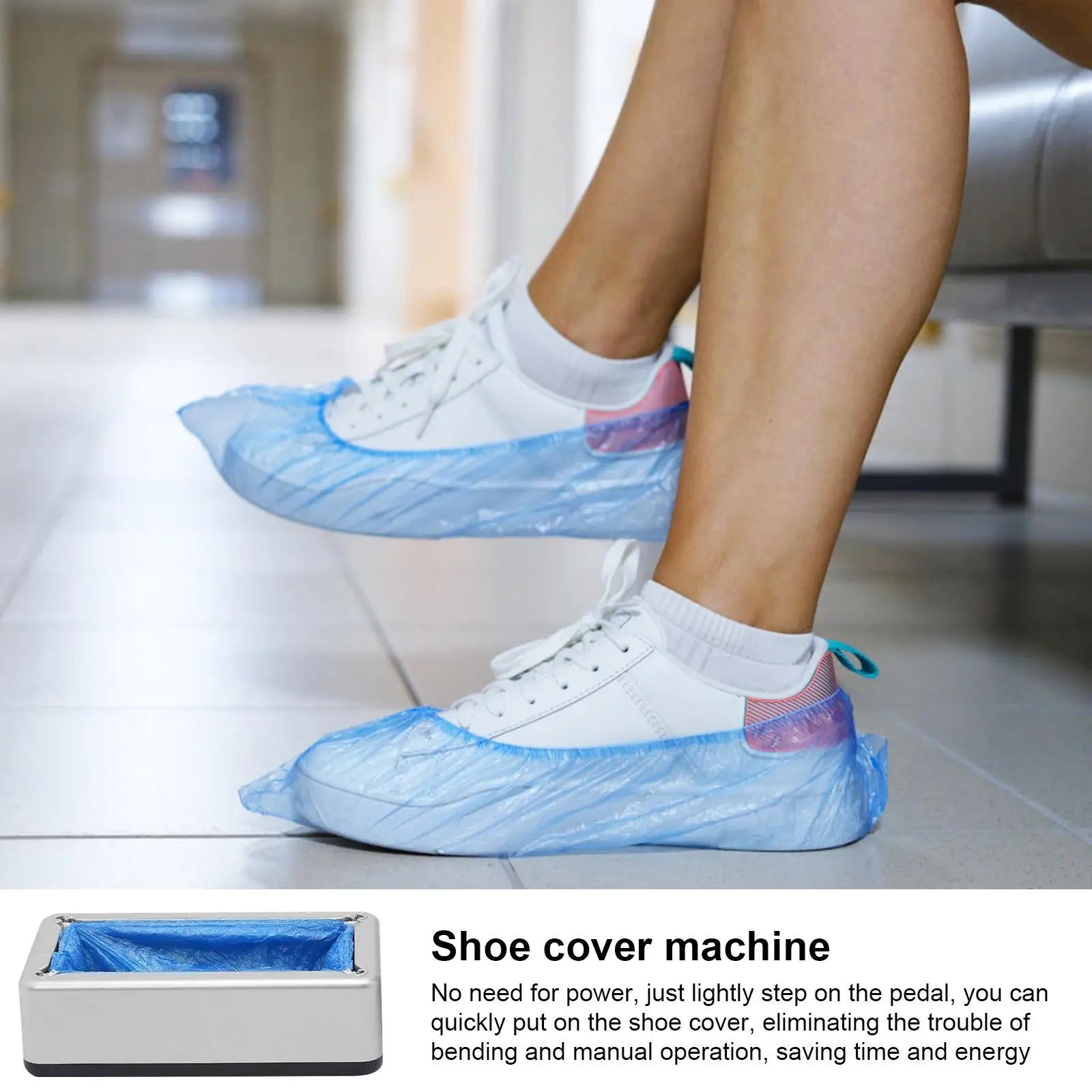 Shoe Cover Dispenser Portable Automatic Shoe Cover Machine Set with 100 Shoe Covers Non-slip Dustproof Shoe Covers for Home Qme