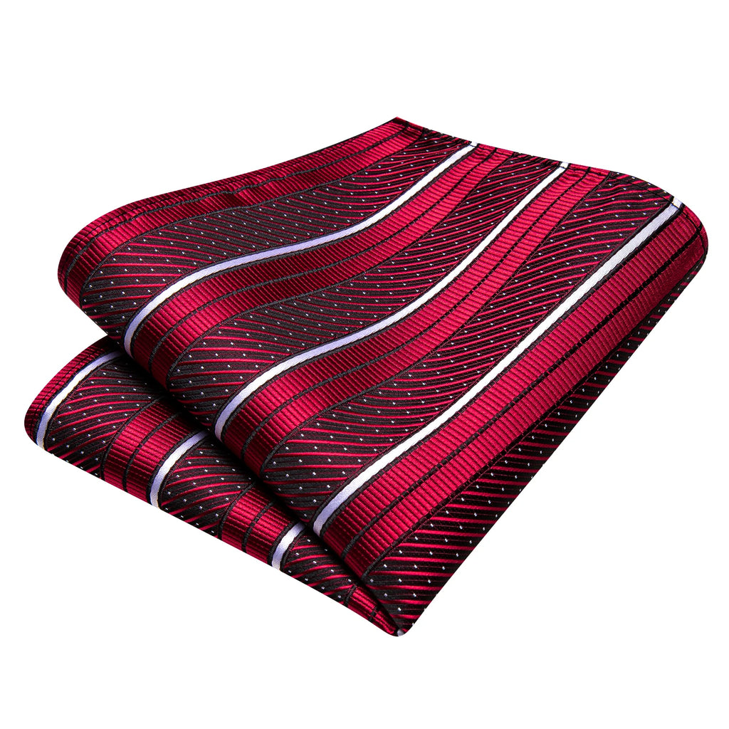 Hi-tie Red Blue Striped Business Mens Tie Jacquard Necktie Qme