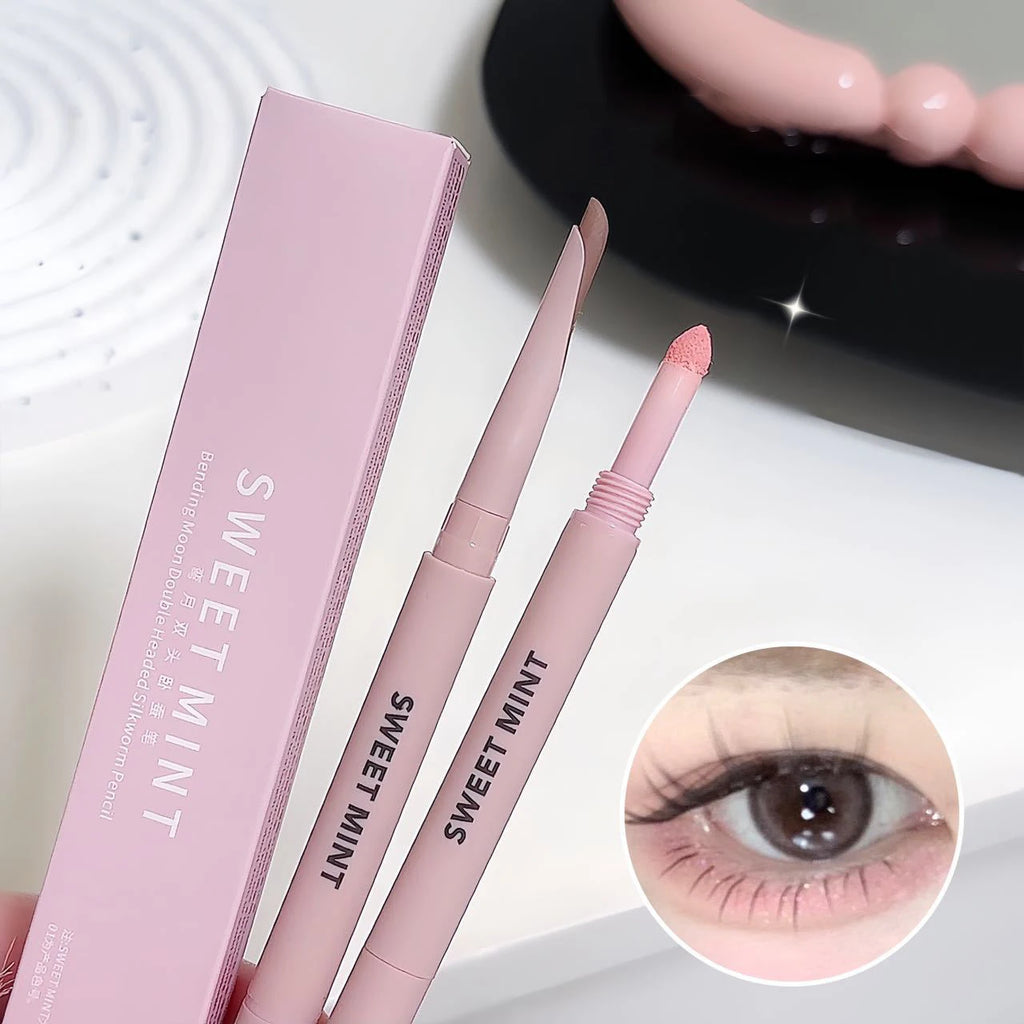 Sweetmint Meniscus Double-ended Silkworm Eyeliner Shadow Highlight Naturally Brightening Long-lasting Eye Makeup Two-in-One Qme
