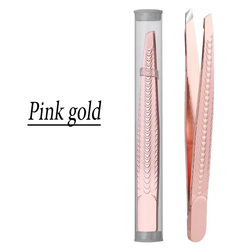 Professional Tweezers Specially Used Beauty Salons Pick Up Eyebrows Qme Pink gold