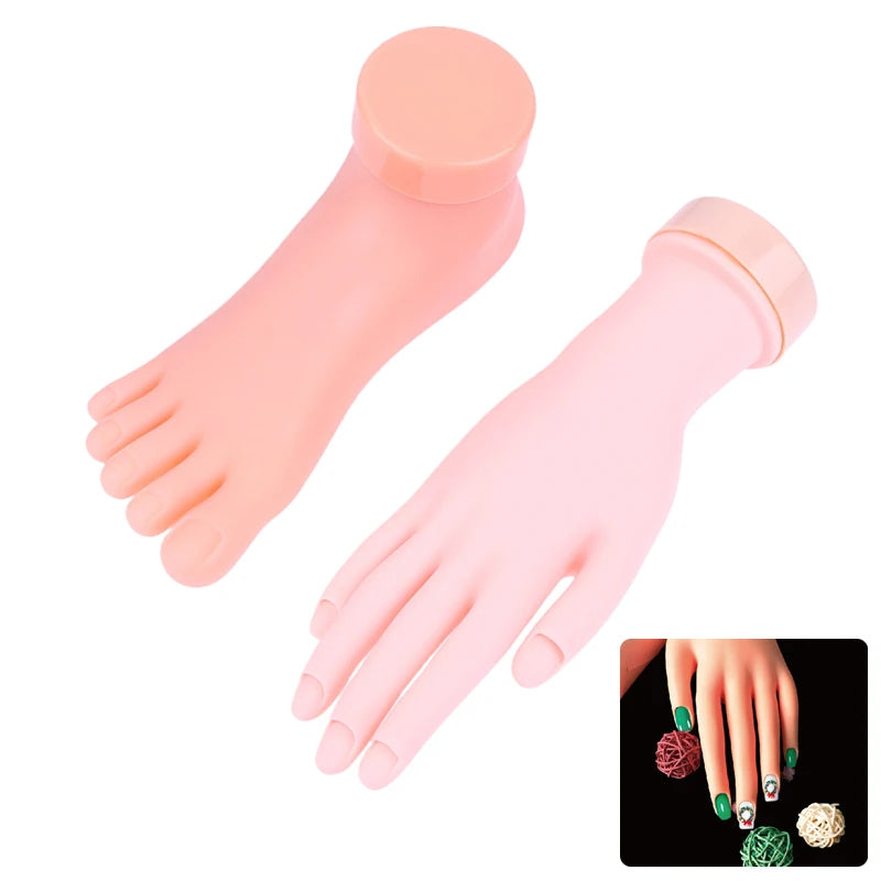 Nail Art Training Practice Hand Silicone Fake Foot Display Manicure Qme