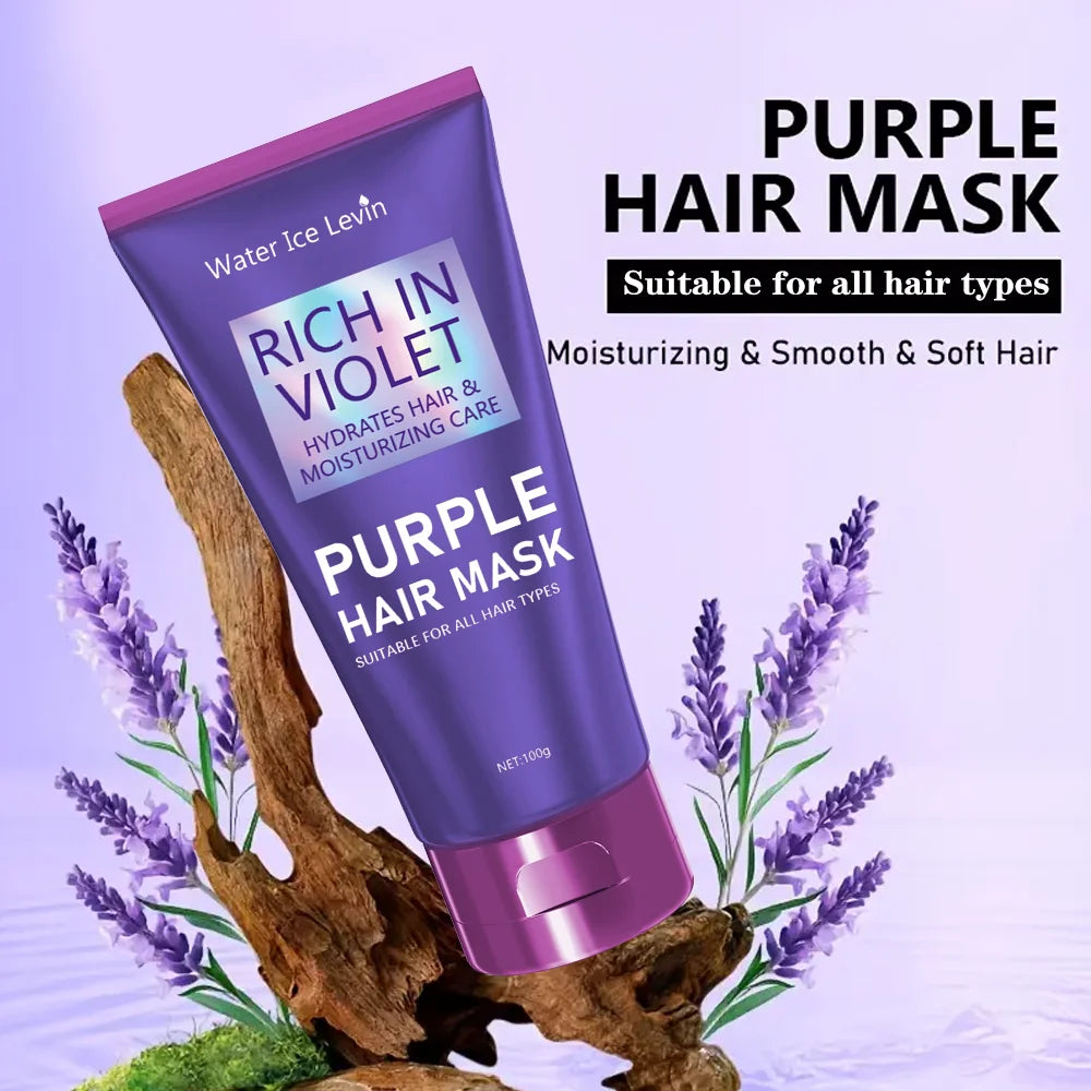 Purple Repair Hair Mask Keratin Deep Nourishing Dry Frizzy Damaged Treatment Collagen Magical 5 Second Soft Shiny Care Qme