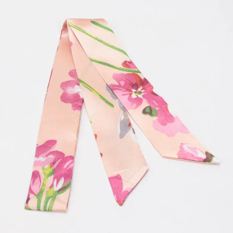 Skinny Scarf Hair Small Women Simple Handle Ribbon Fashion Printing